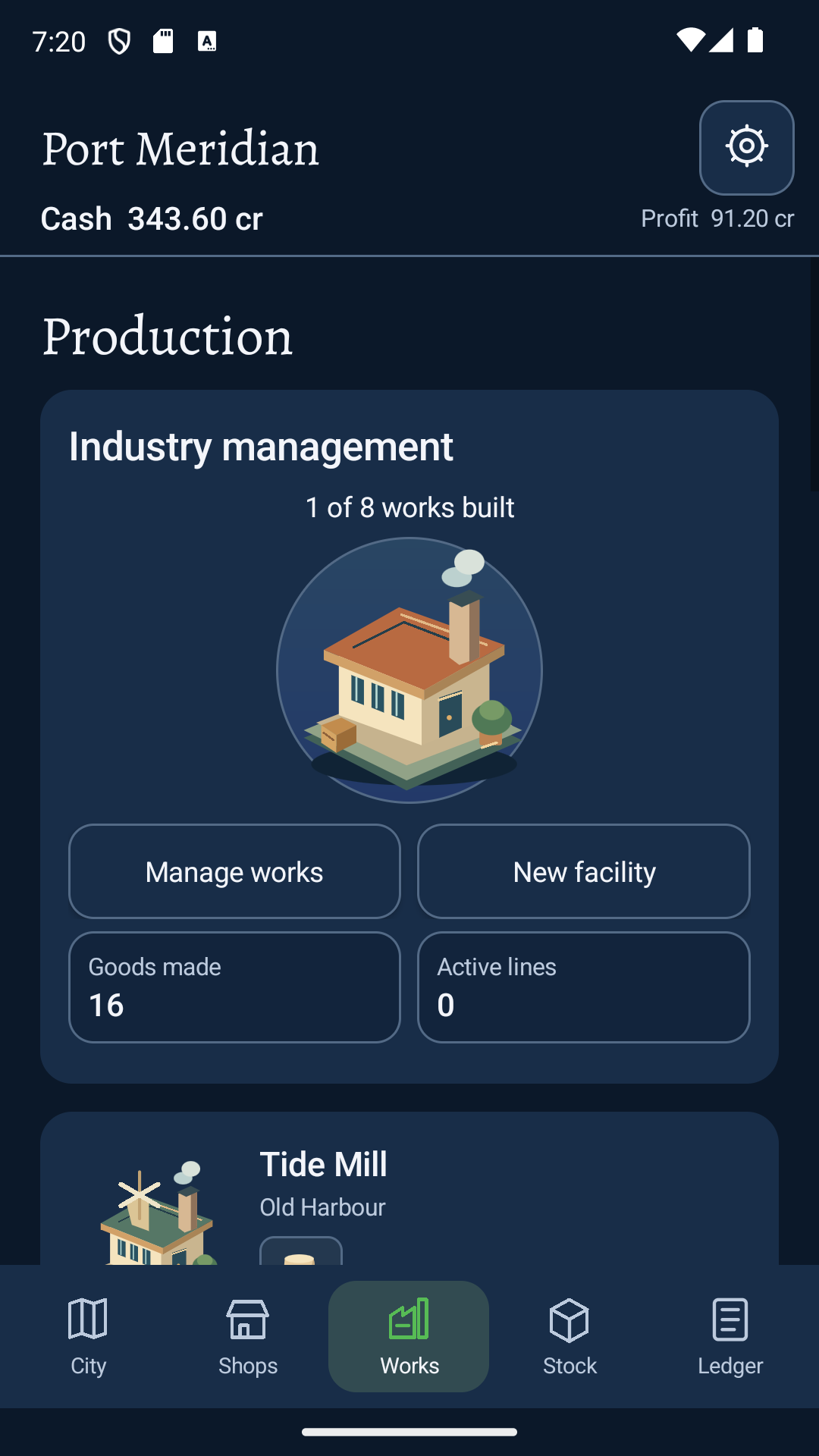 Production facilities and manufacturing in Port Meridian.